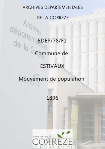 Population : mouvements de population. 1896
