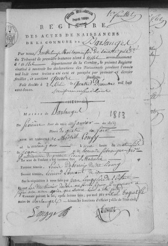 Naissances, mariages, décès (1813-1822)