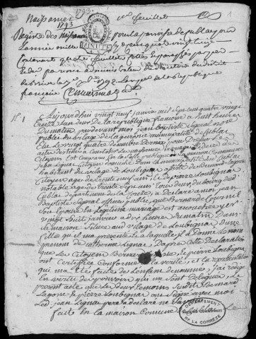 Naissances, mariages, décès (1793-1802)