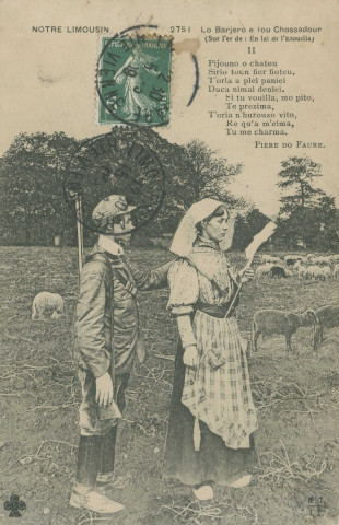 Folklore : "notre Limousin - 2751 - Lo barjero e lou chossadour". Texte de Pierre Do Faure.
