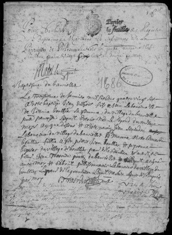 Baptêmes, mariages, sépultures (1686-1711)