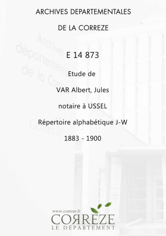 Répertoire alphabétique : J-W.