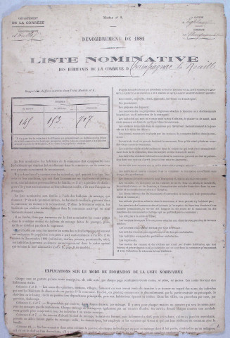 Population : listes nominatives (1881-1931), mouvements de population (1888-1896).
