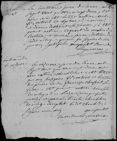 Baptêmes, mariages, sépultures puis naissances, mariages, décès (1782-1802)