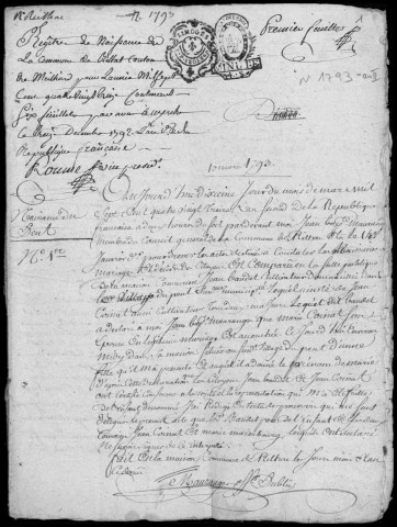Naissances, mariages, décès (1793-1802)