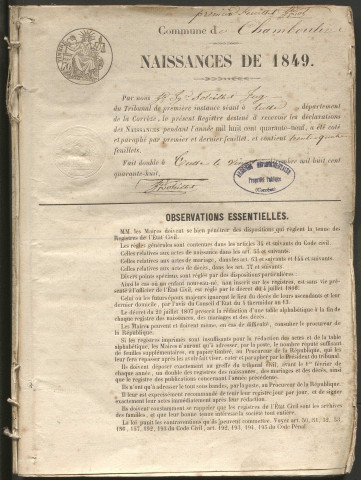 Naissances (1849-1858)