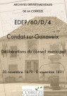 Délibérations du conseil municipal. 30 novembre 1879-08 novembre 1891