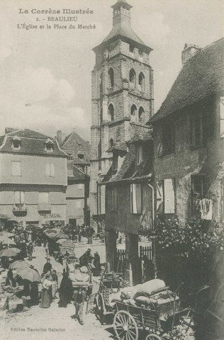 Beaulieu-sur-Dordogne : "La Corrèze illustrée - 2. - Beaulieu - L'église et la place du marché".