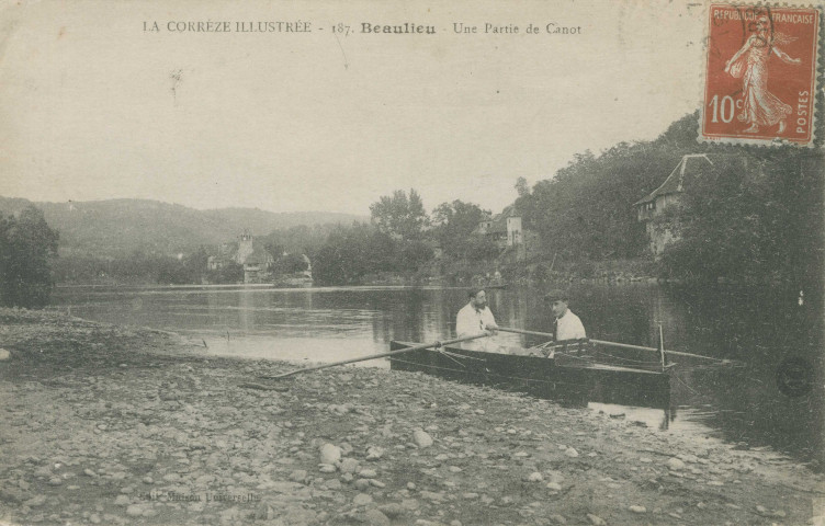 Beaulieu-sur-Dordogne : "La Corrèze illustrée - 187. Beaulieu - Une partie de canot".