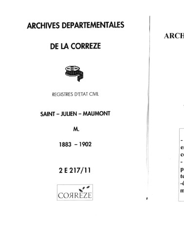 Mariages (1883-1902)