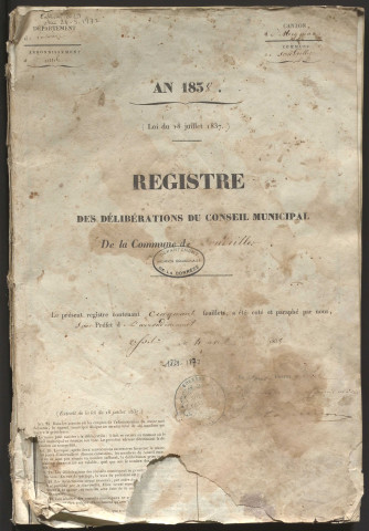 Délibérations du conseil municipal. 8 mai 1843-15 août 1871