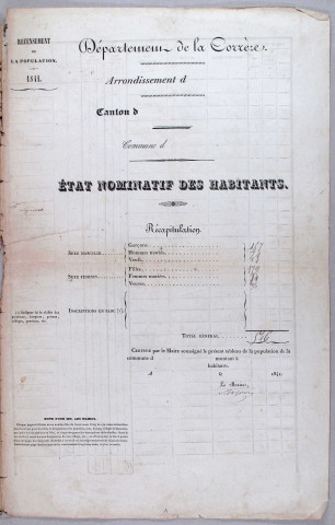 Population : listes nominatives (1841-1936), mouvements de population (1852-1894).