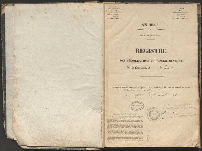 Délibérations du conseil municipal. 20 mai 1838-22 mars 1846