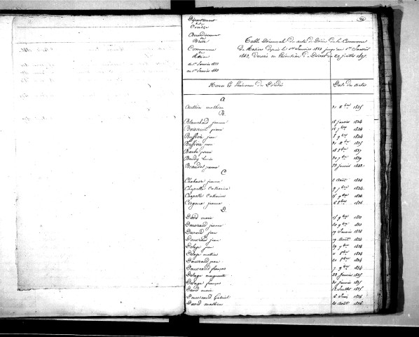 Tables décennales des décès (1833-1842)