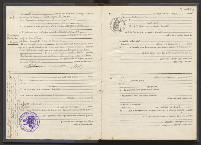 Décès (1922-1932).