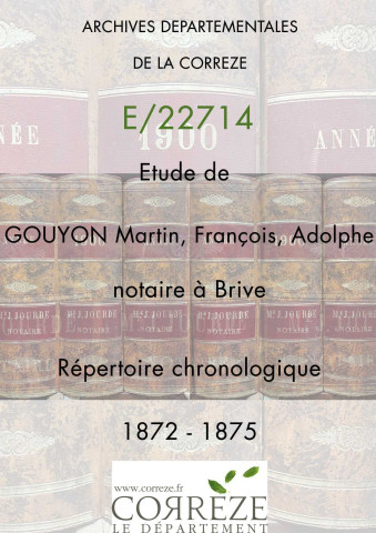 Répertoire chronologique : janvier 1872-décembre 1875