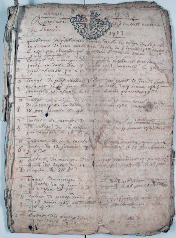 Fragments de répertoires : 1723-1781