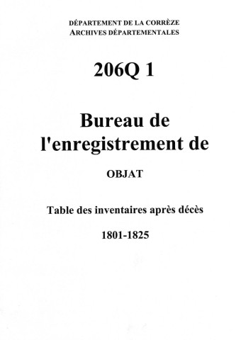 Table des inventaires après décès