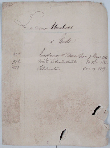 Répertoire alphabétique sur fiches : Ursulines-Valery