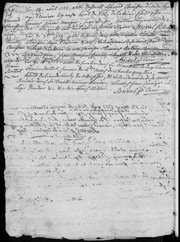 Baptêmes, mariages, sépultures (1777-1792)
