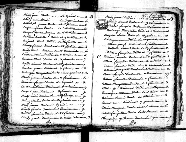 Tables décennales des mariages (1792-1802)