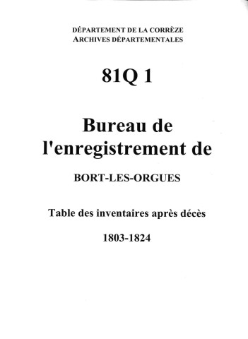Table des inventaires après décès