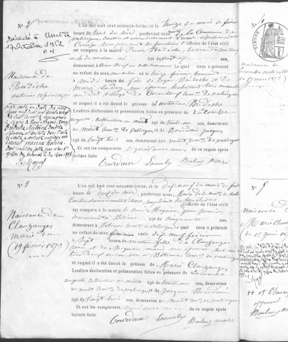 Naissances, mariages, décès (1873-1882)