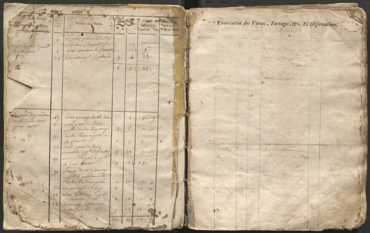 Relevé de l'arpentement général des fonds.