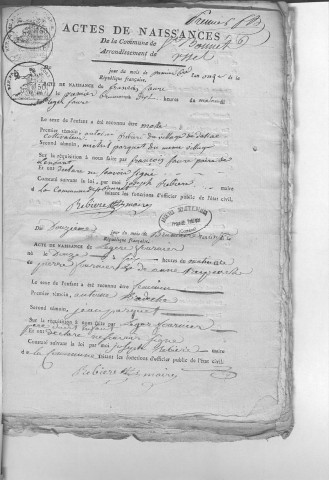 Naissances, mariages, décès (1803-1812)