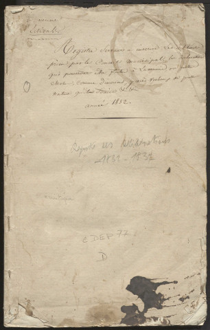 Délibérations du conseil municipal. 18 février 1832-05 novembre 1837