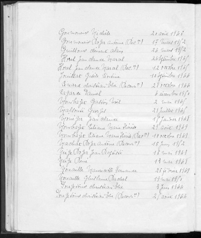 Tables décennales des naissances (1943-1952)