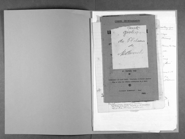 Géologie : notes, carte géologique du plateau de Millevaches, Le plateau de Millevaches : ses cycles d'érosion, ses anciens glaciers et ses tourbières, Ph. Glangeaud, 1919, correspondance avec le Docteur Bordas (1952-1953).