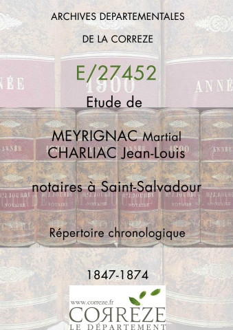 Répertoire chronologique : 11 janvier 1847-1er octobre 1874