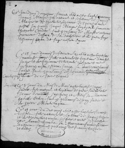 Baptêmes, mariages, sépultures (1667-1732)