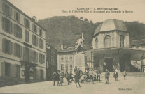 Bort-les-Orgues : "Corrèze - 9. Bort-les-Orgues - Place de l'Hôtel-de-Ville et monument aux morts de la guerre".