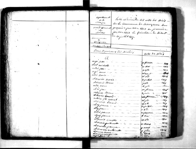Tables décennales des décès (1813-1822)