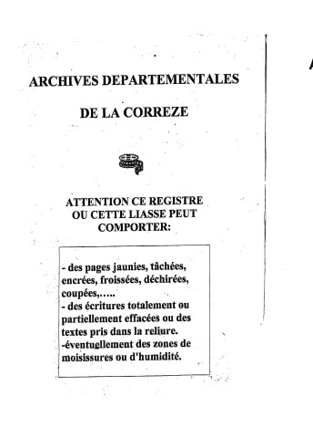 Naissances, mariages, décès (1833-1842)