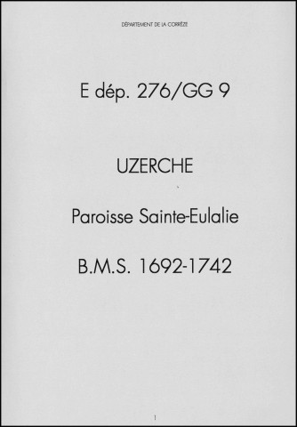Baptêmes, mariages, sépultures (1692-1742)