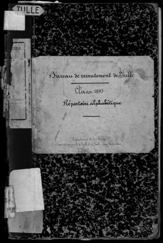 Classe 1893 : table alphabétique.