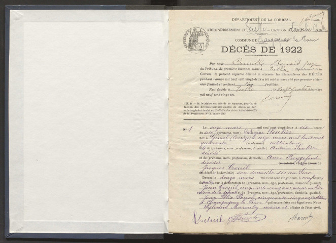 Décès (1922-1932).