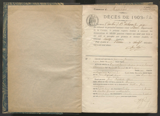 Décès (1903-1932).