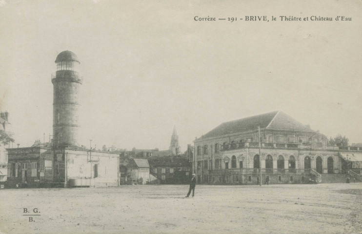 Brive-la-Gaillarde : "Corrèze - 291 - Brive, le théâtre et château-d'eau".