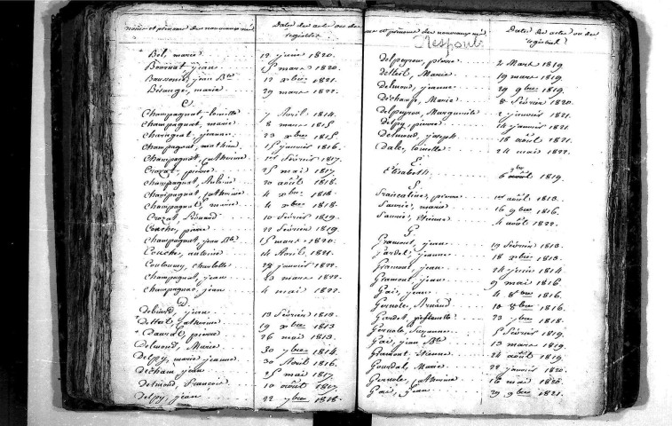 Tables décennales des naissances (1813-1822)