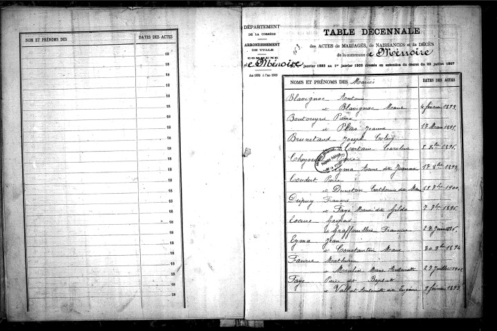 Tables décennales des décès (1883-1892)