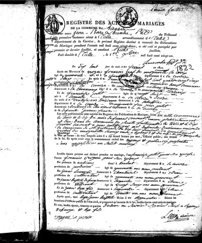 Mariages (1822-1848)