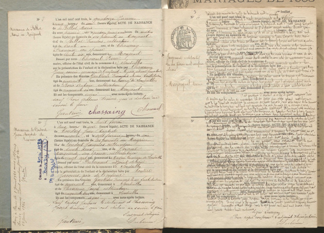 Naissances, mariages, décès (1903-1912).