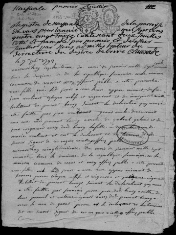 Naissances, mariages, décès (1793-1802)