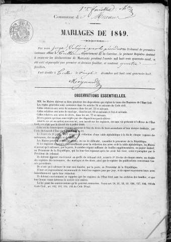 Mariages (1849-1868)