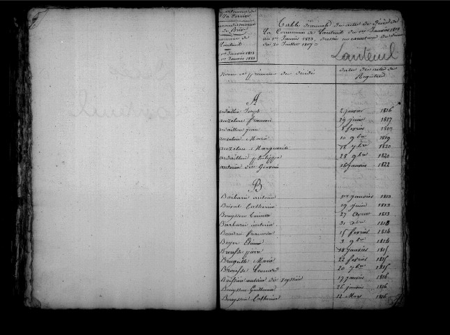 Tables décennales des décès (1813-1822)