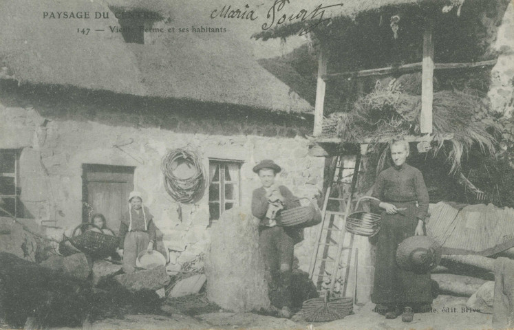 Folklore : "Paysage du Centre - 147 - Vieille ferme et ses habitants".